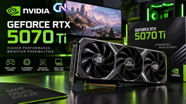 NVIDIA GeForce RTX 5070 Ti graphics card representing Blackwell gaming performance, 16GB GDDR7 memory and 4K PC gaming