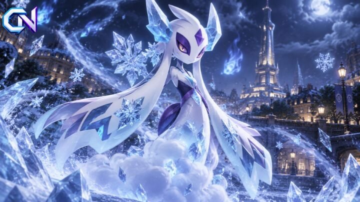 Official artwork of Mega Froslass, the Ice- and Ghost-type Mega Evolution of Froslass featured in Pokémon Legends: Z-A.