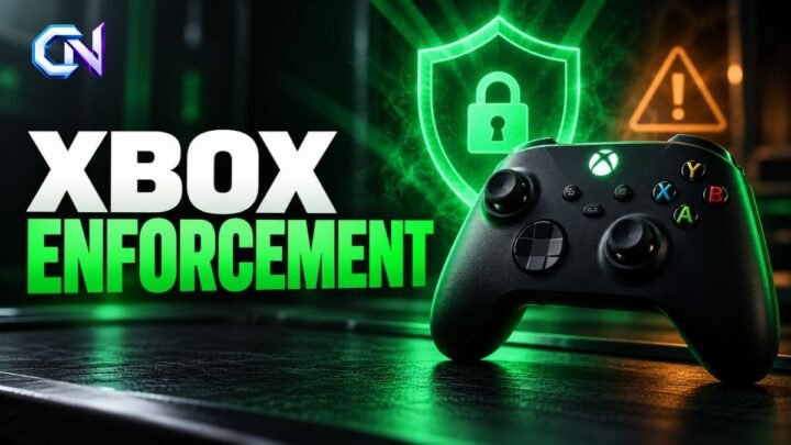 Xbox controller beside a screen displaying an account suspension notice.